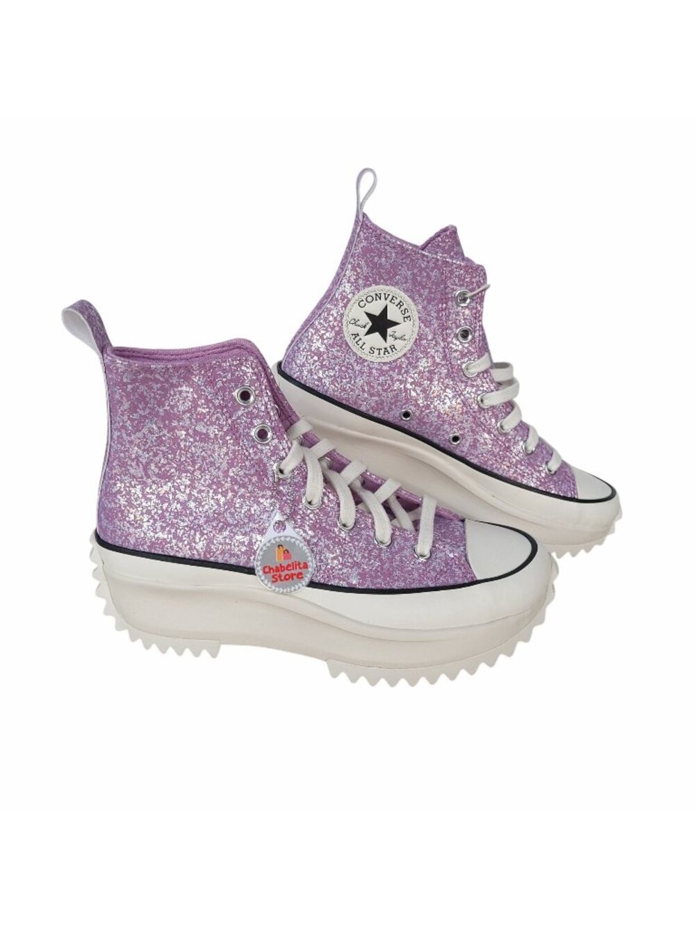 ✨Converse Run Star Hike Platform Hi 7 Women Shoes Sneaker Glitter Purple A10096C